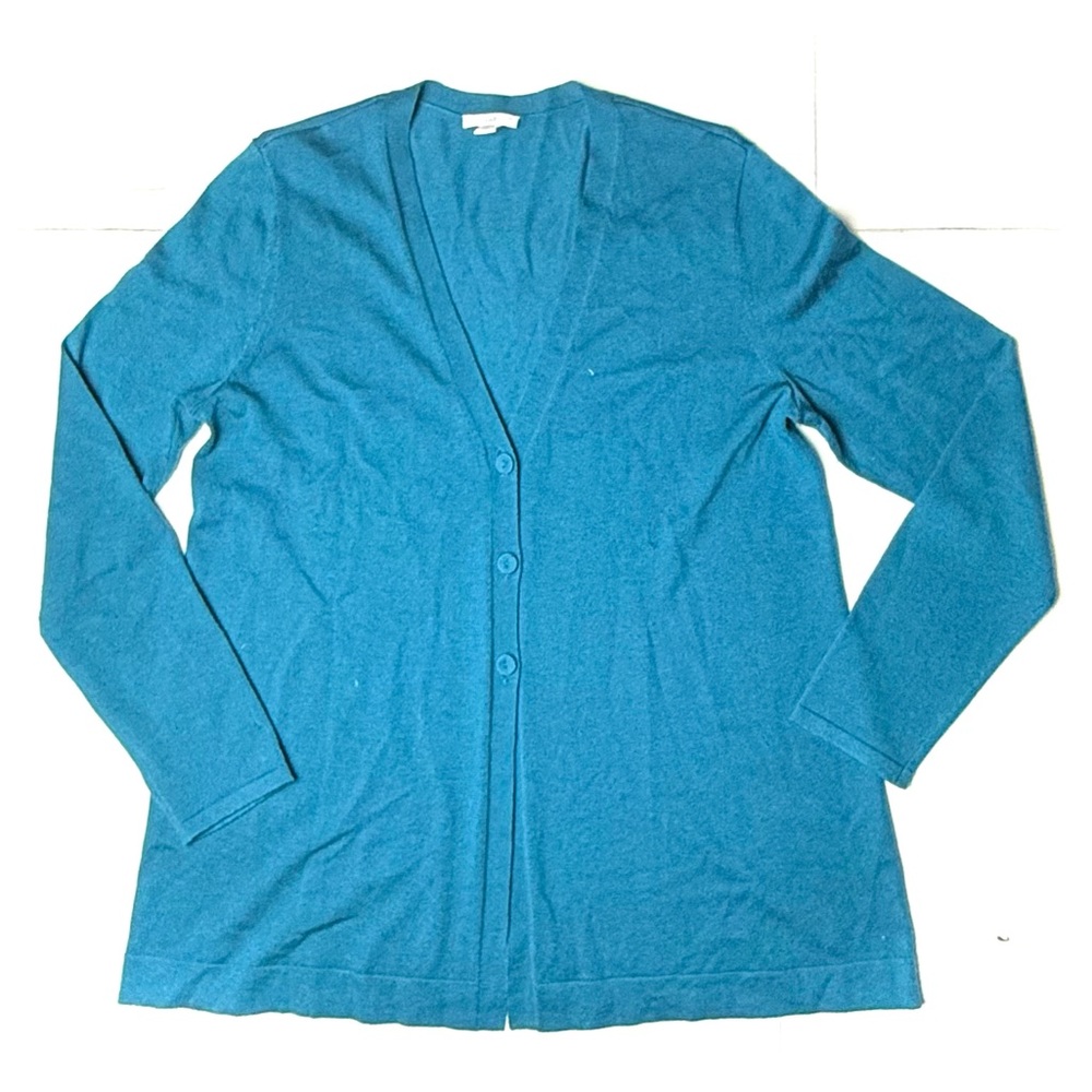 J.Jill Cardigan Sweater‎ Womens Small Blue Long Sleeve Wool Blend Button Up